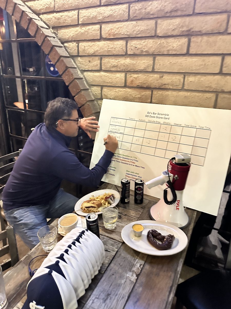 Dad and son enjoying a meal together